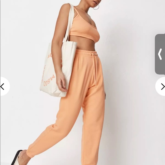Missguided Pants - Orange rib bralette and joggers co ord set